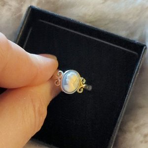Blue Cameo Ring, 925 Sterling Silver Adjustable Cameo Ring, Antique Replica Cameo Jewelry, Victorian Jewelry Gift for Her