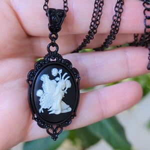 Woodland Fairy Pendant, Black Fae Jewelry