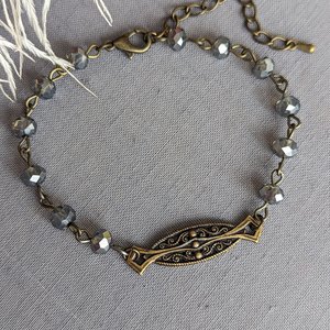 Art Deco Bracelet for Women, 1920s Vintage Style Jewelry, Great Gatsby Beaded Bracelet Adjustable, Handmade Artisan Gift for Her