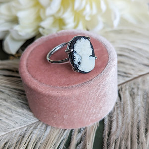 Timeless Cameo Ring, 925 Sterling Silver Adjustable Ring, Elegant Vintage Inspired Jewelry Gift for Her