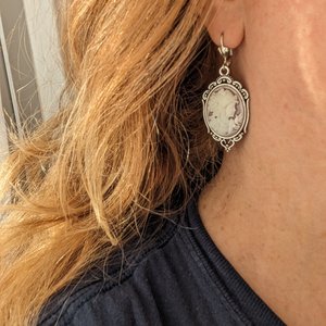Cameo Statement Earrings, Victorian Jewelry, Romantic Vintage Style Historical Costume