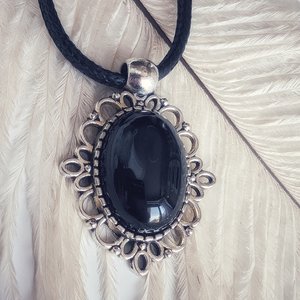 Obsidian Choker Necklace, Black Crystal Pendant, Gothic Jewelry Gift for Her