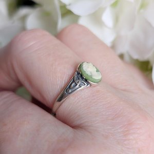 Sterling Silver Cameo Ring, Celtic Knot Jewelry, Adjustable Size