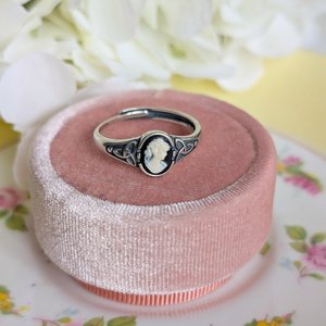 Sterling Silver Cameo Ring, Celtic Knot Jewelry, Adjustable Size