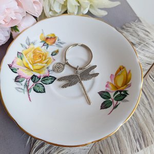 Dragonfly Keychain: Personalized Initial Charm, Freedom Key Ring