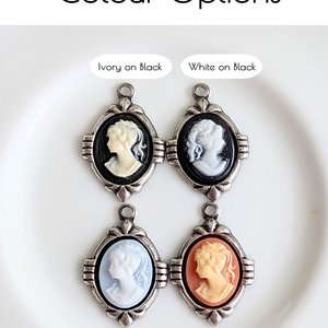 Dainty Cameo Necklace: Art Deco Silver Pendant, Vintage Style Gothic Jewelry