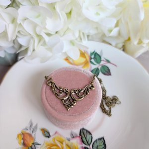 Antiqued Brass Filigree Choker Necklace – Cable Chain Vintage Style Jewelry, Gothic Victorian Inspired Accessory