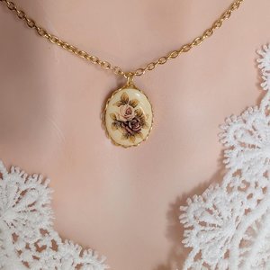 Regency Rose Necklace, Vintage Inspired, Historical Costume Jewelry