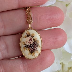 Regency Rose Necklace, Vintage Inspired, Historical Costume Jewelry