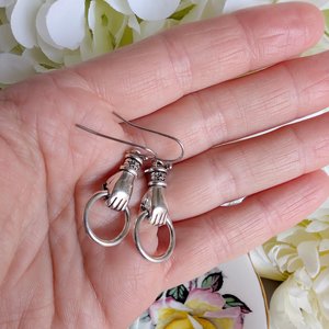 Victorian Hand Earrings in Silver Finish, Gothic Vintage Inspired Jewelry