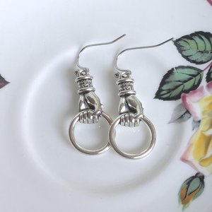 Victorian Hand Earrings in Silver Finish, Gothic Vintage Inspired Jewelry