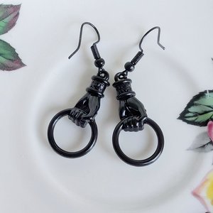 Black Victorian Hand Earrings, Gothic Vintage Inspired Jewelry