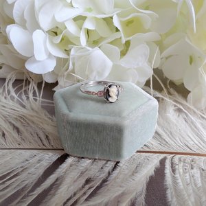 Dainty Cameo Ring with Cubic Zirconia, Sterling Silver Jewelry, Adjustable Size