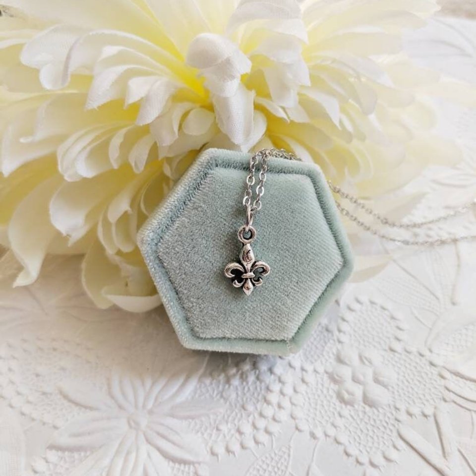 Tiny Fleur De Lis Necklace, Mardi Gras French Pendant, French Canadian Jewelry Gift for Her