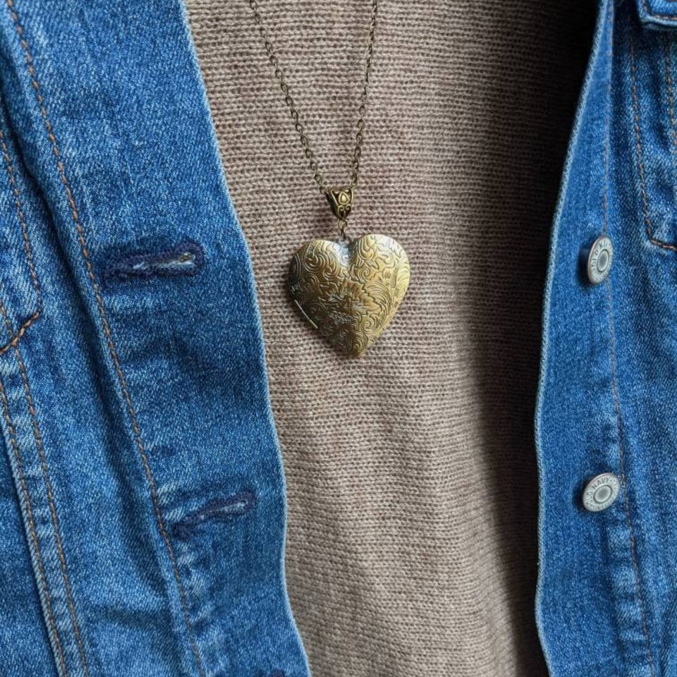 Large Heart Locket, Floral Locket Necklace, Bride Gift from Groom