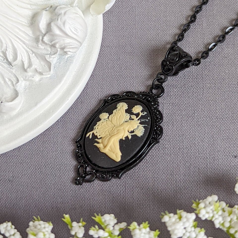 Woodland Fairy Pendant, Black Fae Jewelry