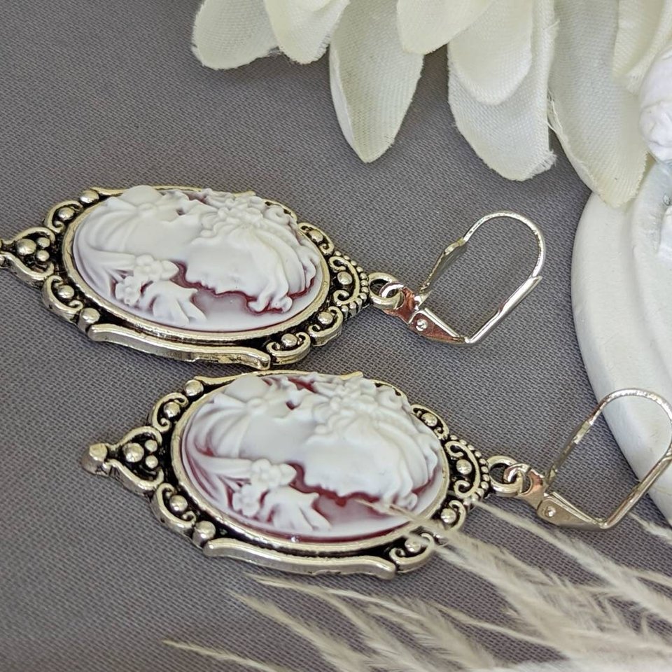 Cameo Statement Earrings, Victorian Jewelry, Romantic Vintage Style Historical Costume