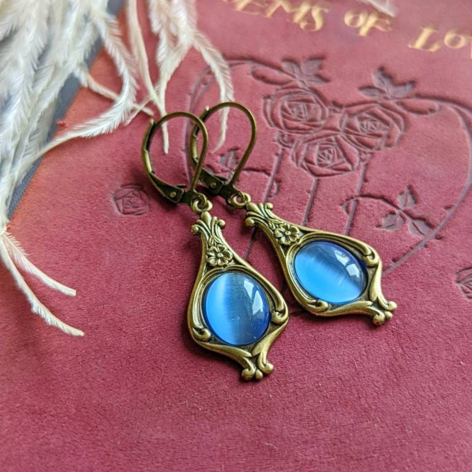 Victorian Earrings, Purple Earrings, Vintage Style Jewelry, Antique Replica, Regency Era, Gift For Her