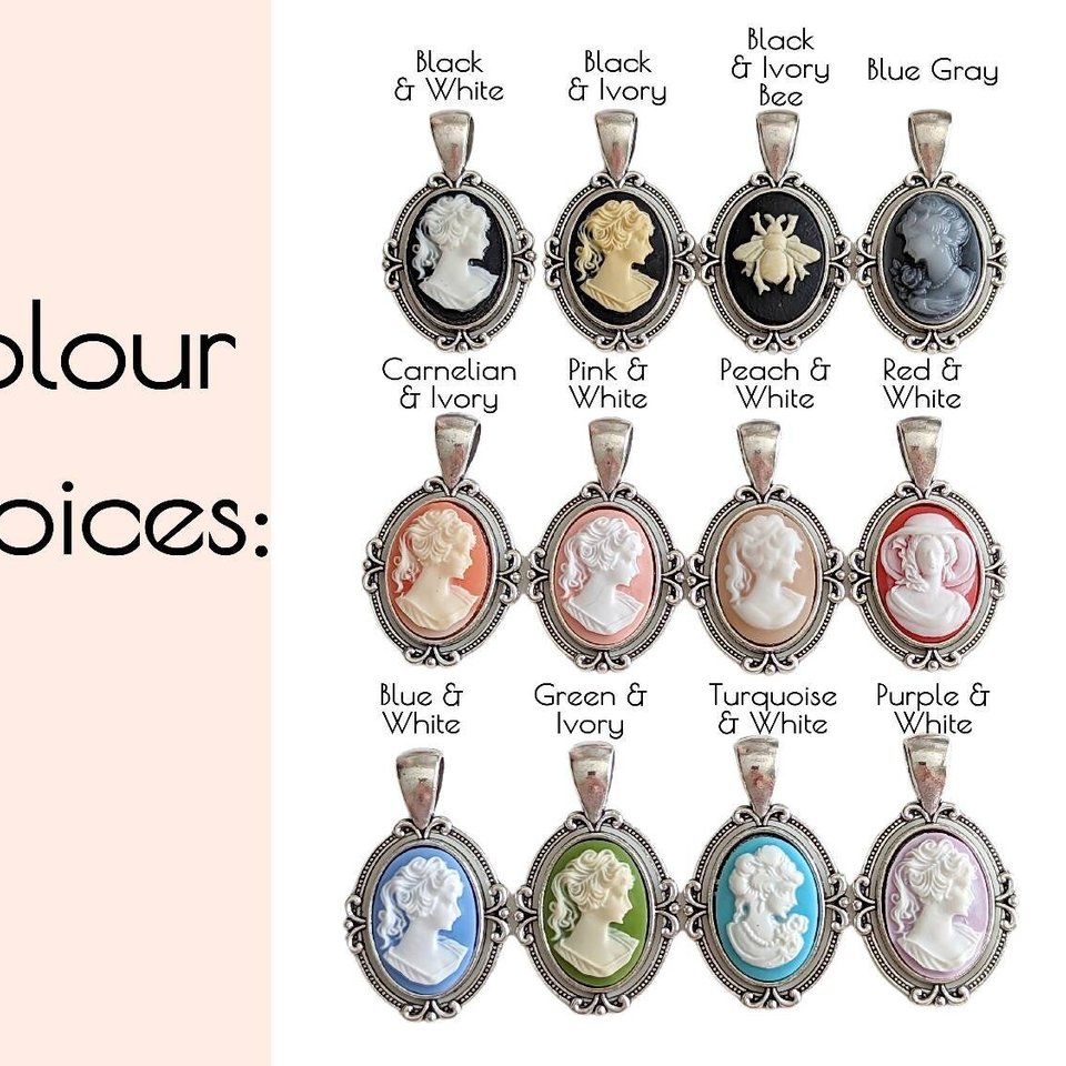 Black and Ivory Lady Cameo Necklace, Victorian Jewelry, Vintage Style Bridal Jewelry, Unique Gifts for Women