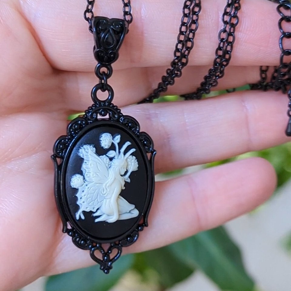 Woodland Fairy Pendant, Black Fae Jewelry
