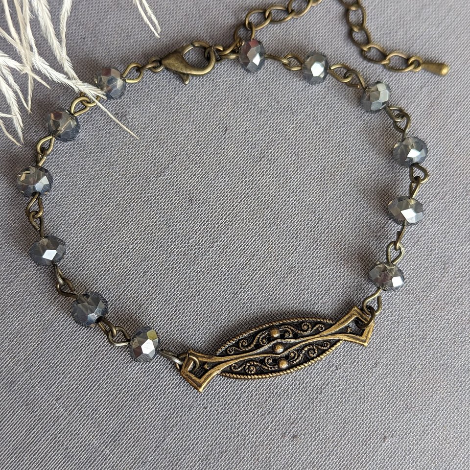 Art Deco Bracelet for Women, 1920s Vintage Style Jewelry, Great Gatsby Beaded Bracelet Adjustable, Handmade Artisan Gift for Her