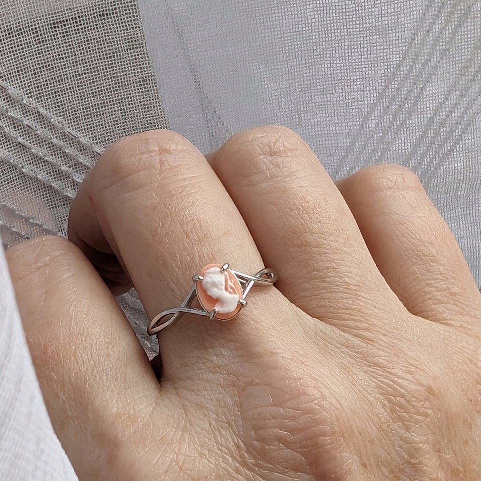 Cameo Ring, 925 Sterling Silver Adjustable Cameo Ring, Antique Replica Cameo Jewelry, Victorian Jewelry Gift for Anniversary
