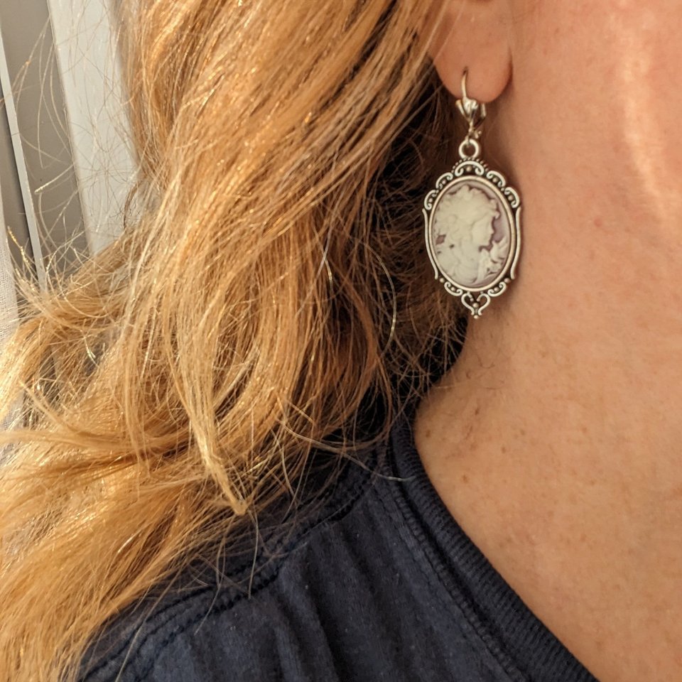 Cameo Statement Earrings, Victorian Jewelry, Romantic Vintage Style Historical Costume