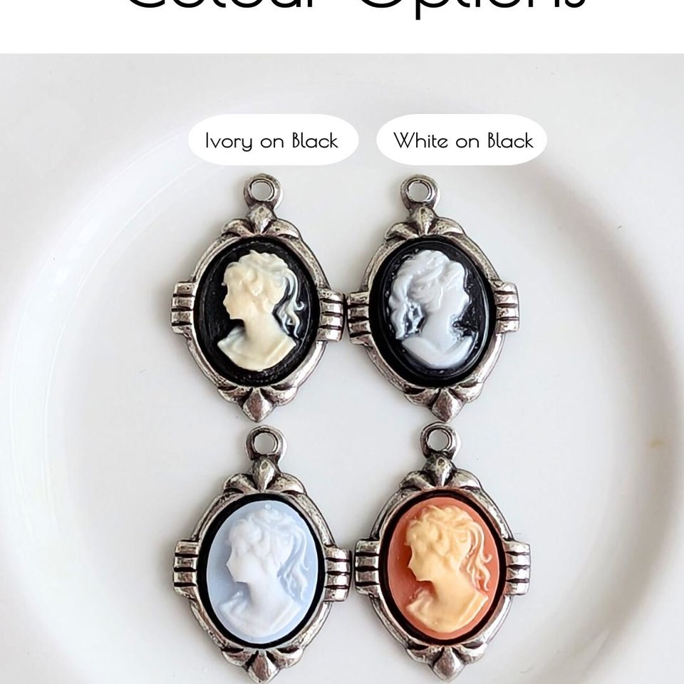 Dainty Cameo Necklace: Art Deco Silver Pendant, Vintage Style Gothic Jewelry