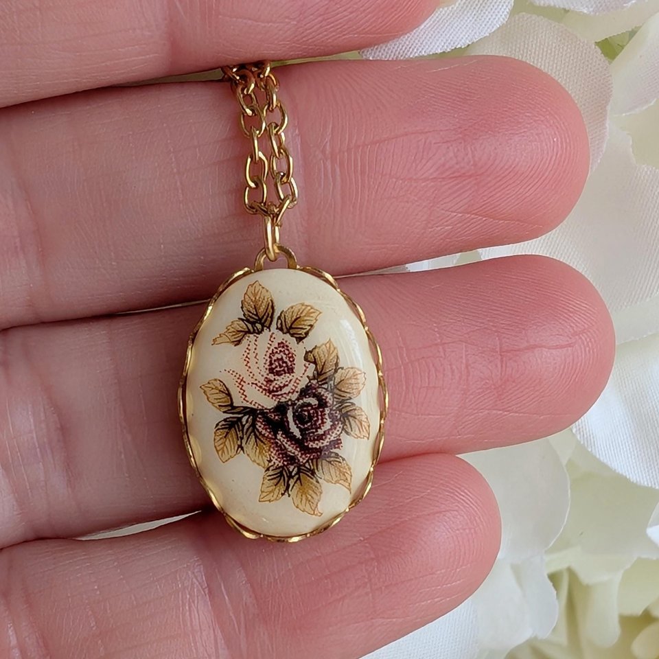 Regency Rose Necklace, Vintage Inspired, Historical Costume Jewelry