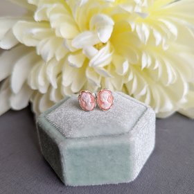 Tiny Cameo Earrings, Dainty Cameo Studs, Minimalist Jewelry, Stainless Steel Hypoallergenic Posts