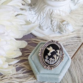 Black Hummingbird Brooch, Bird Pin, Nature Jewelry Cameo Brooch, Gift for Avian Veterinarian, Audubon Society Member