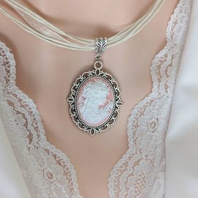 Pink Cameo Necklace with Ribbon Choker, Cameo Jewelry, Victorian Bridal Jewelry, Unique Gifts for Women