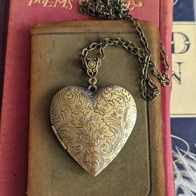 Large Heart Locket, Floral Locket Necklace, Bride Gift from Groom
