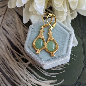 Green Aventurine Earrings, Natural Stone Jewelry