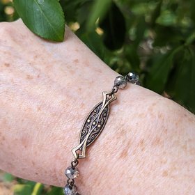 Art Deco Bracelet for Women, 1920s Vintage Style Jewelry, Great Gatsby Beaded Bracelet Adjustable, Handmade Artisan Gift for Her
