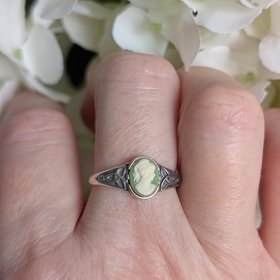 Sterling Silver Cameo Ring, Celtic Knot Jewelry, Adjustable Size