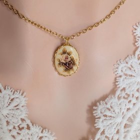 Regency Rose Necklace, Vintage Inspired, Historical Costume Jewelry