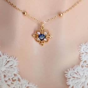 Gold Plated Filigree Necklace, Vintage Style Pendant with Red, Green or Blue Cubic Zirconia, Victorian Jewelry Gift for Bridesmaid
